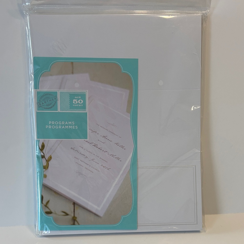 Gartner Studios Wedding Programs Trifold White with Pearl Boarder 50 Pack